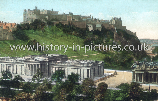 The Castle and National Gallery, Edinburgh, Midlothian. c.1915